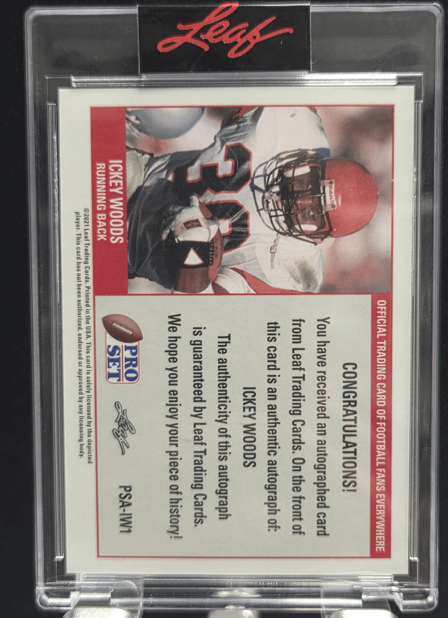 2021 Leaf Pro Set Sports Ickey Woods #PSA-IW1 Autograph #'d/35