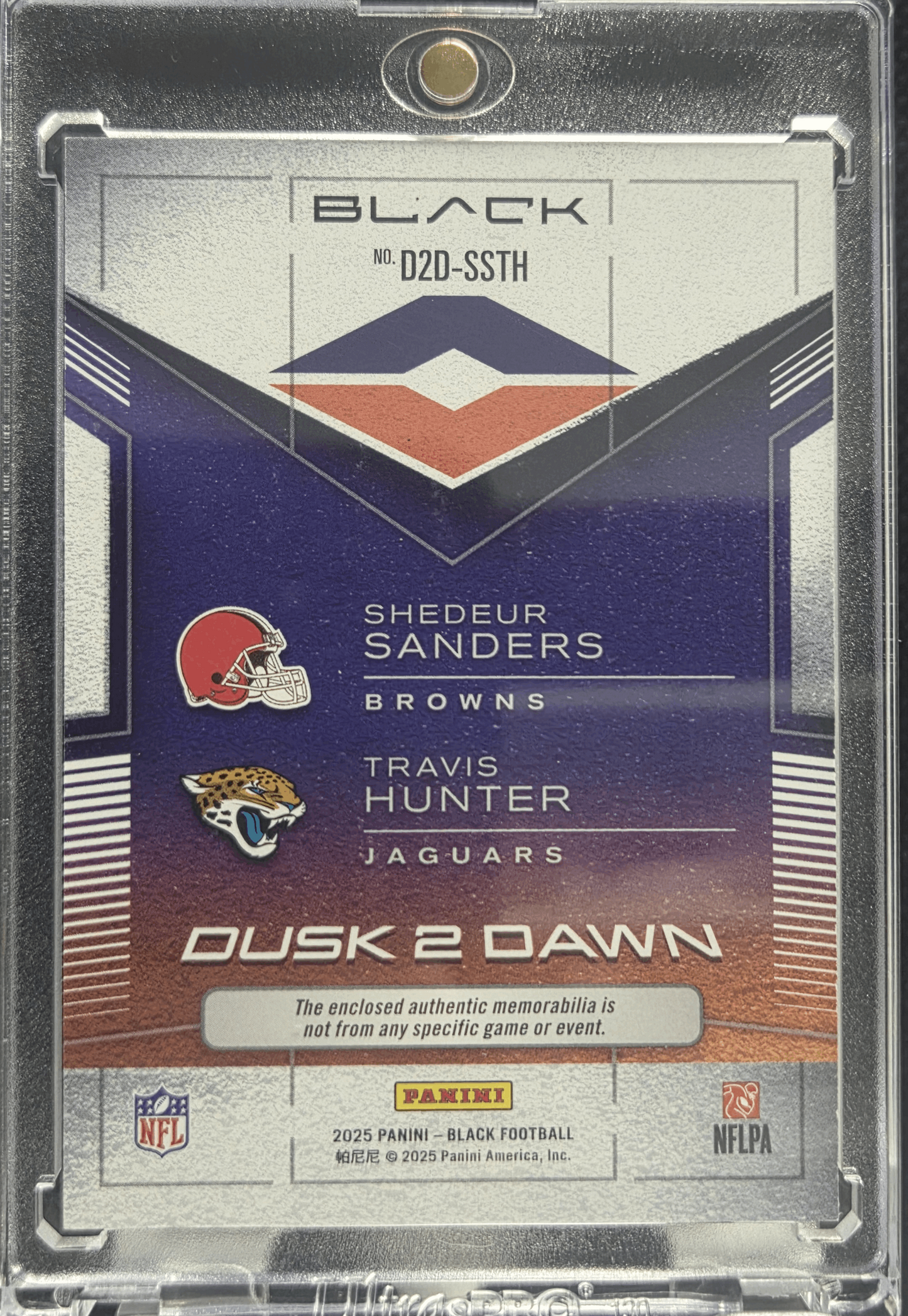 2025 Panini Black NFL Dusk 2 Dawn - Travis Hunter/Shedeur Sanders #D2D-SSTH RED #'d/25