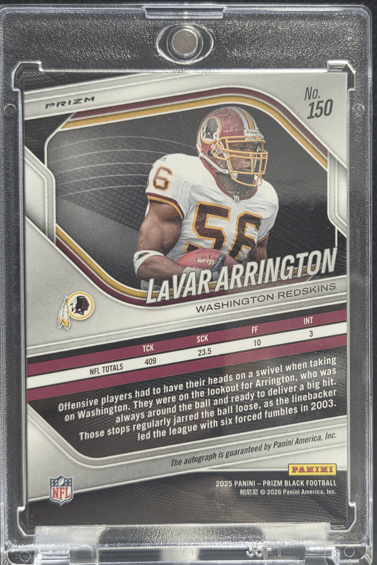 2025 Panini Prizm Black #150 LaVar Arrington Autograph