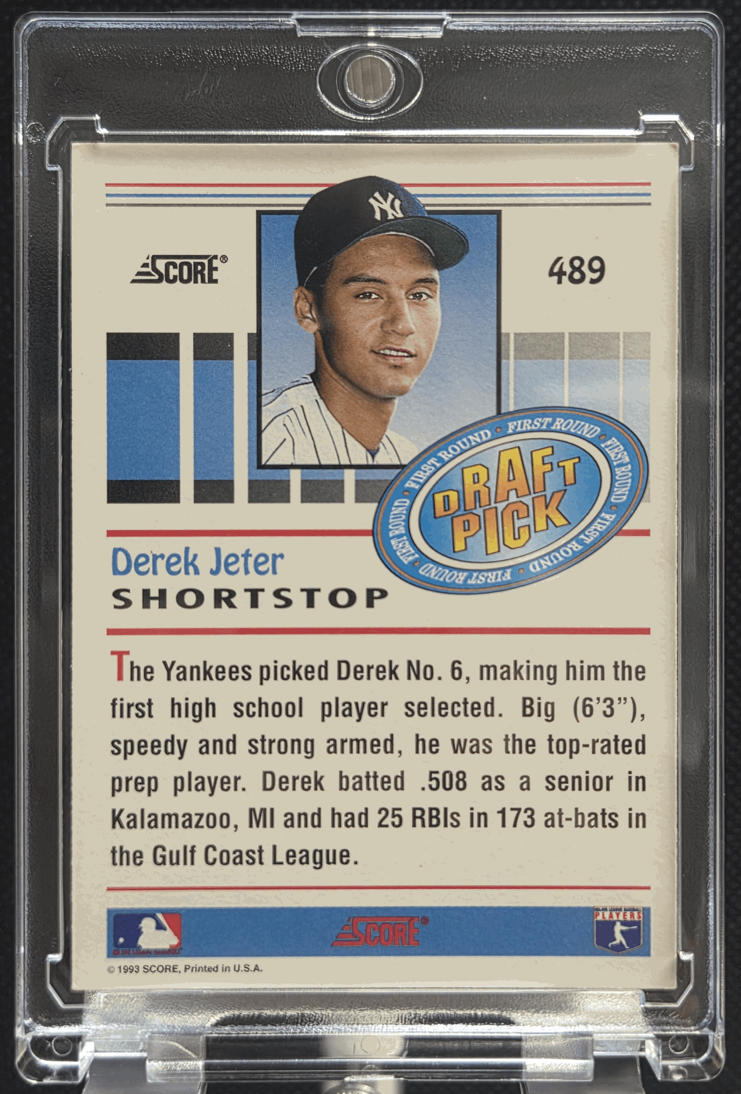1993 Score Baseball Derek Jeter #489 Rookie Card